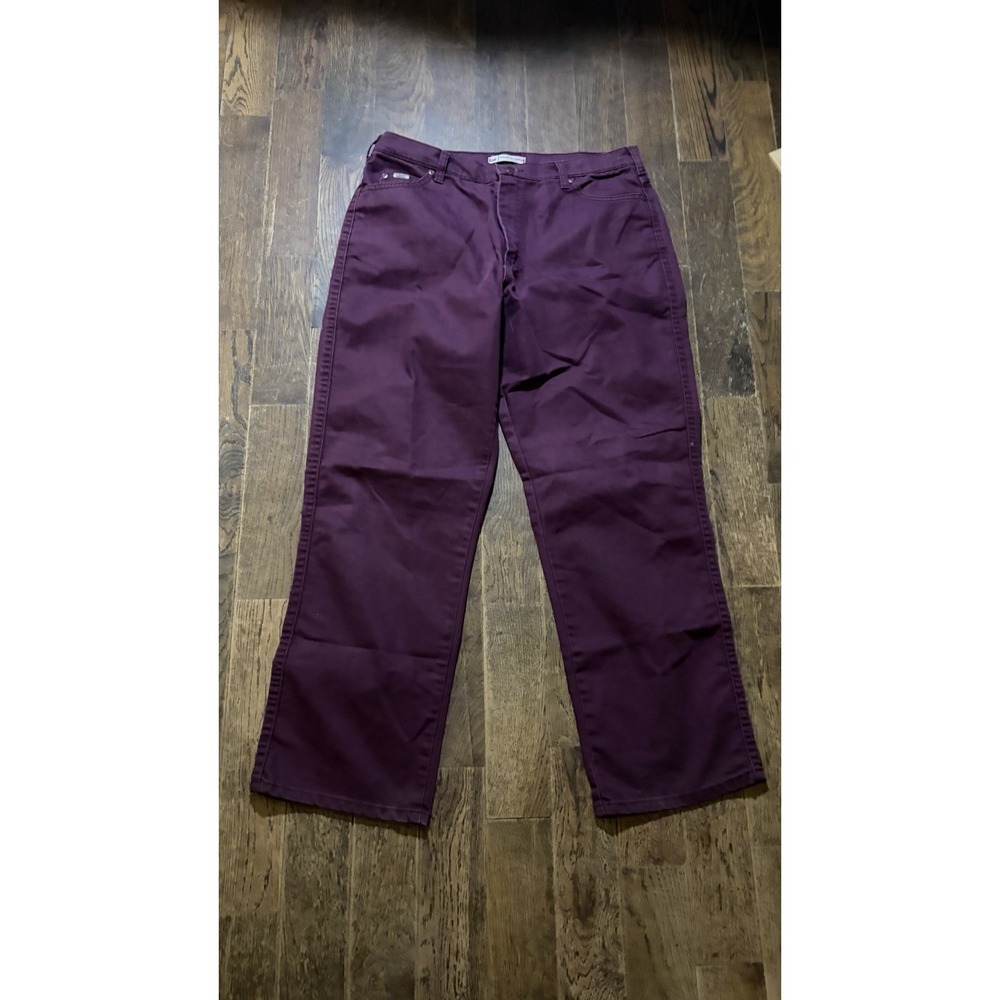 Lee Relaxed Straight Leg At The Waist Jeans 14 short Burgundy Wine Color